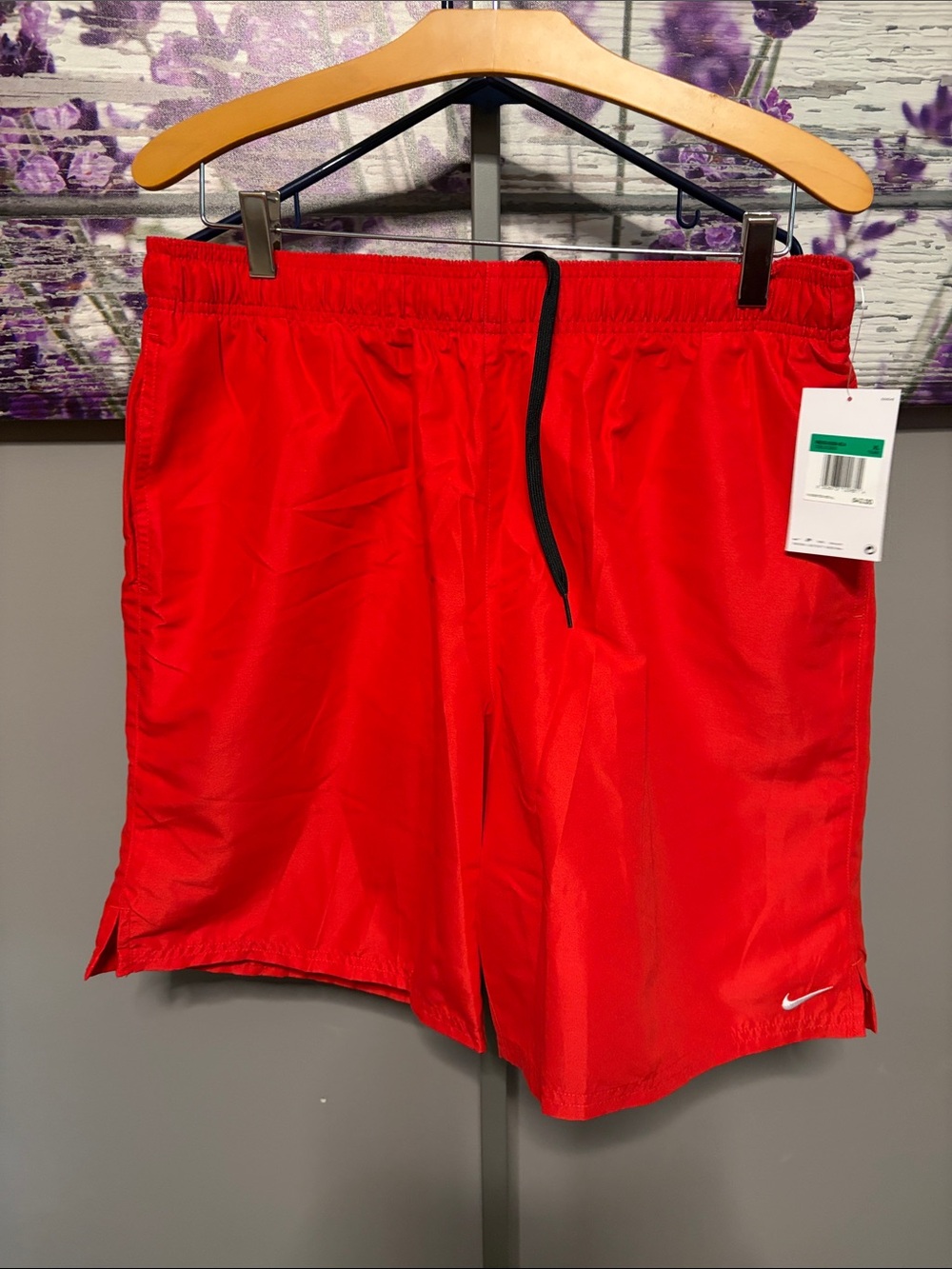 Nike Men’s Red Swim Shorts with Black Drawcord Size XL NWT